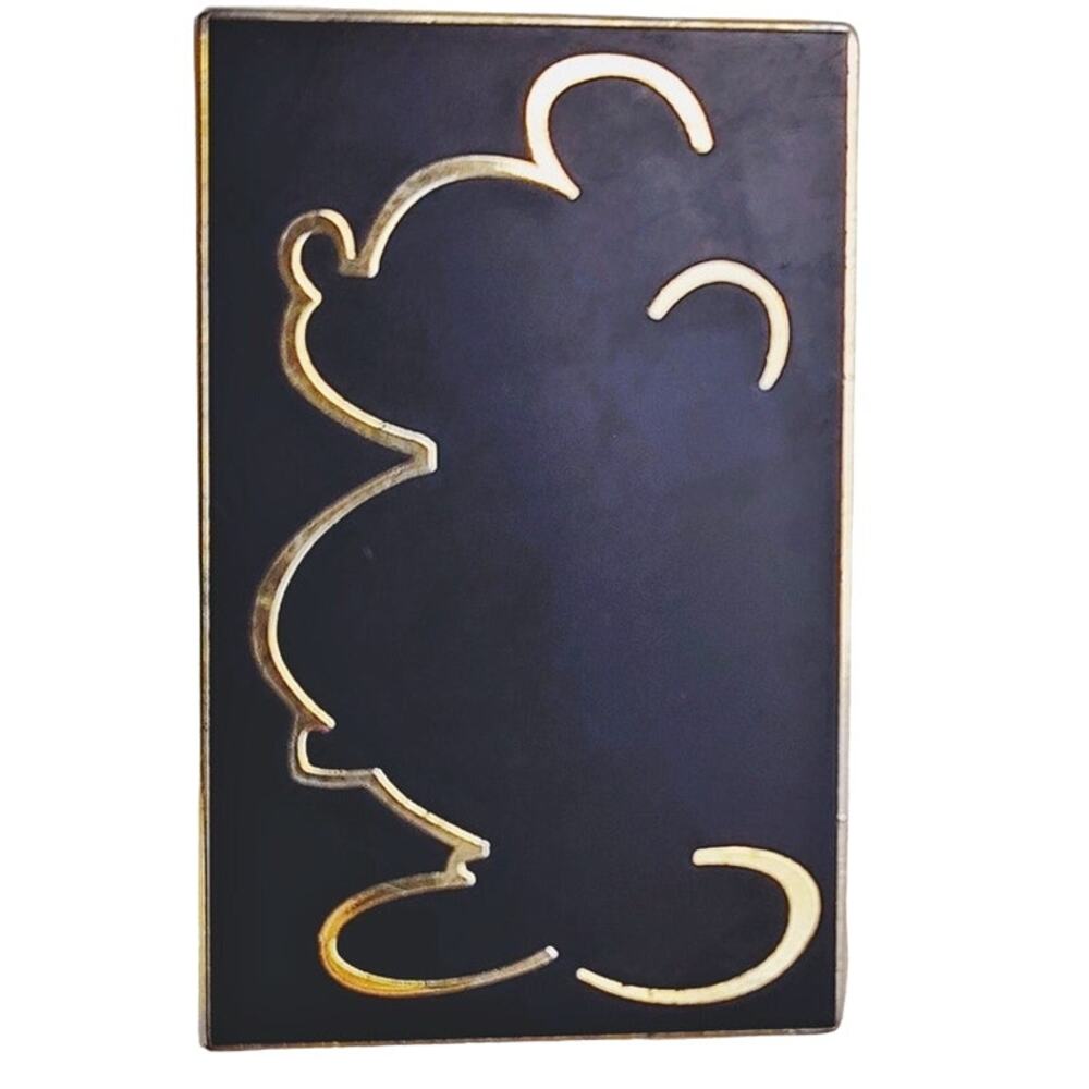 Disney Mickey Mouse Silhouette Black & Gold Rectangle Pin